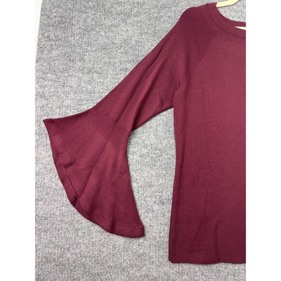 Anna Sui INC Women's Long Sleeve Blouse Size XXL Bell Sleeves Burgundy NWT - Picture 3 of 12